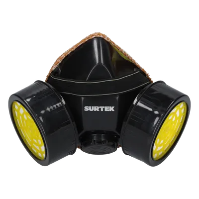Respirador de Media Cara / Protección Nasal y Bucal / Doble Cartucho Intercambiable / 2 Cartuchos para Vapores Orgánicos / Válvula de Exhalación / Correa Elástica Ajustable
