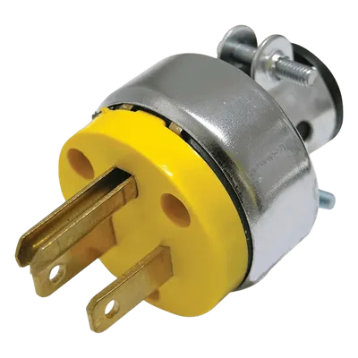 Clavija Blindada con Abrazadera Aterrizada / 15 A / 125 V / 50/60 Hz / ABS-Metal / 37 mm / Amarillo