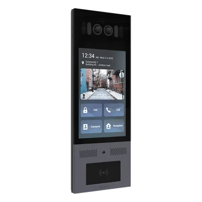 Frente de Calle IP / IK10 / IP66 / LCD 8 Pulgadas / Reconocimiento Facial / QR y PIN / 3 Puertas / Bluetooth / NFC / SIP / ONVIF