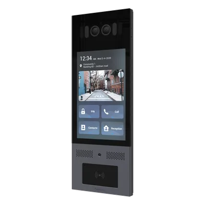 Frente de Calle IP / IK10 / IP66 / LCD 8 Pulgadas / Reconocimiento Facial / QR y PIN / 3 Puertas / Bluetooth / NFC / SIP / ONVIF