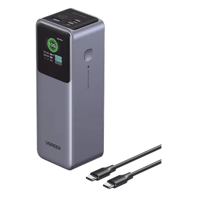 Power Bank / 25000mAh / 200W Total / 140W USB-C1 + 100W USB-C2 / PD 3.0 / QC 3.0 / Pantalla TFT / Carcasa Ignífuga