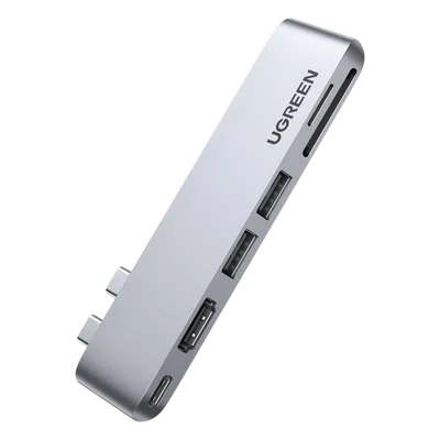 Hub USB-C 6 en 1 / 2xUSB-A 3.0 5Gbps / HDMI 4K@30Hz / PD 100W / SD+MicroSD / Aluminio / 0.36x0.10x0.03 pies