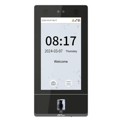 Terminal Biométrica Facial / Pantalla Táctil 7" / 50,000 Usuarios / 10,000 Huellas en Vidrio / IP65 / Wi-Fi 6 / Videoportero SIP 2.0