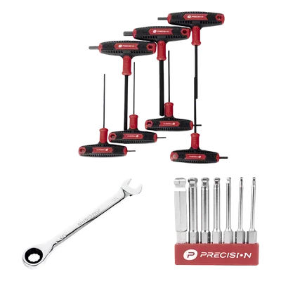 Kit de Herramientas / Montaje Solar / 3 Piezas / Llave 1/2" con Matraca / 7 Puntas Hexagonales / 7 Llaves Hexagonales Tipo L