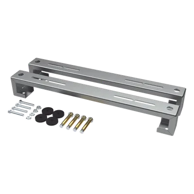 Base para Unidad Externa Minisplit / Capacidad 1 a 3 Toneladas / Ajustable en Altura y Ángulo / Acero Galvanizado y Aluminio / Sistema Antivibraciones