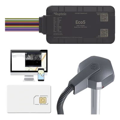 Kit de Rastreo Vehicular / Sensor de Combustible Cableado / LTE Cat1 y LTE-M / BLE 5.0 / GNSS U-blox / IP54 / Batería de Respaldo / Detección de Interferencias
