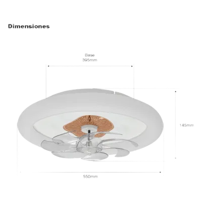 Ventilador de Techo con Luminario LED / 88 W / 3 Temperaturas de Color 2700K-6500K / 6 Velocidades / Diámetro 500 mm / Dimeable / 110 V CA 50/60 Hz