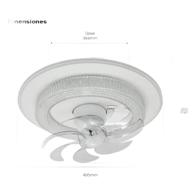 Ventilador de Techo con Luminario LED / 88 W / 6 Velocidades / 3 Tonos de Luz 2700-6500 K / Giro 360° / Diámetro 495 mm / Dimeable / 5400 lm