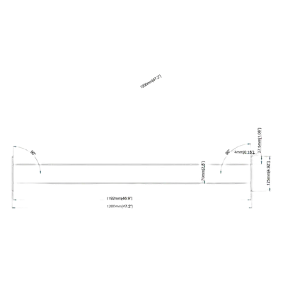 Perfil Rectangular de Interconexión / Acero 1200 mm (3.9 ft) / Ancho 56 mm (2.2 ft) / Soporte 100 mm (3.9 ft) x 40 mm (1.6 ft) / Radio de Esquina R4 mm