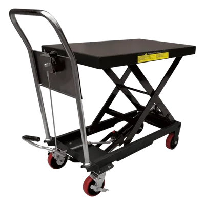 Mesa Elevadora Hidráulica / Capacidad 300 kg a 1 t / Elevación 100 cm (3.28 ft) / Ruedas de Poliuretano con Freno / Soporte de Tijera Doble / Pedal de Aproximación Rápida