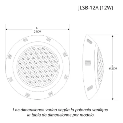Luminario Sumergible / 6500 K / 18W / 2340 lm / IP68 / Ø290mm x 62mm / No Dimeable / Uso Exterior / 0.95ft x 0.20ft