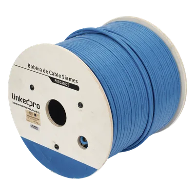 Bobina de Cable Siamés Cat6 UTP / 100% Cobre / 2 Conductores 18 AWG / 152 Metros (500 Pies) / Exterior UV-Rated / 250 MHz