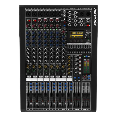 Consola de Mezcla Analógica / 8 Canales / 6 Entradas Mic/Línea / 12 Salidas / DSP 14 Efectos / Bluetooth / USB Media / Rack