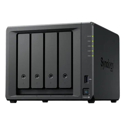 NAS 4 Bahías / Expandible a 9 Bahías / 2 Puertos 2.5GbE / 2 Ranuras M.2 NVMe / Procesador AMD Ryzen V1500B / 4 GB DDR4 ECC / Escritura Secuencial 565 MB/s / RAID Híbrido
