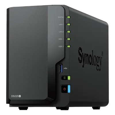 NAS de 2 Bahías / Rendimiento 282/217 MB/s / Conectividad 2.5GbE y 1GbE / CPU Intel Celeron J4125 / RAM Expandible a 6 GB / Hasta 40 TB / USB 3.2 Gen 1