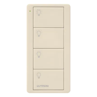 Control Pico / 4 botones / inalámbrico a pilas / RF Clear Connect 431-437 MHz / Gloss Light Almond / Caseta, RadioRA 2, HomeWorks QS