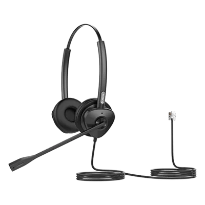 Diadema Binaural Profesional / Audio HD Wideband 50 Hz - 8 kHz / Cancelación Pasiva de Ruido / Conexión RJ9 / Brazo Ajustable 260° / Peso 95 g
