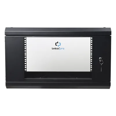 Gabinete de Pared 6U / 19in / 455 mm Profundidad / Cristal Templado / 80 kg Carga / 1.49 x 1.16 x 1.49 pies