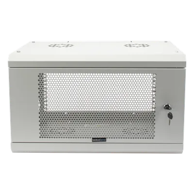 Gabinete de Pared / 6U / 19" / Profundidad 455 mm (1.49 ft) / Carga 80 kg / Acero Reforzado / Puerta Perforada / Color Blanco