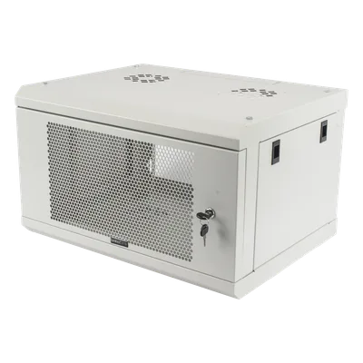 Gabinete de Pared / 6U / 19" / Profundidad 455 mm (1.49 ft) / Carga 80 kg / Acero Reforzado / Puerta Perforada / Color Blanco