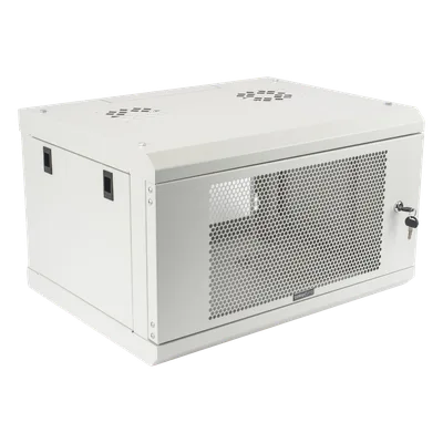 Gabinete de Pared / 6U / 19" / Profundidad 455 mm (1.49 ft) / Carga 80 kg / Acero Reforzado / Puerta Perforada / Color Blanco