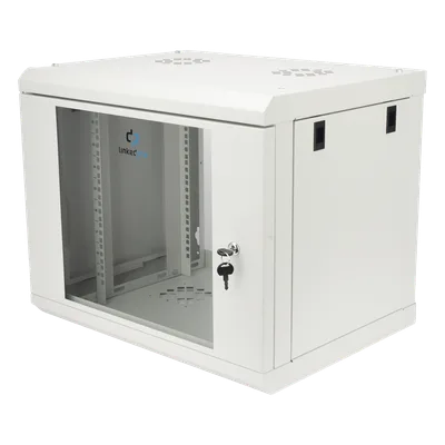 Gabinete de Pared 9U / Rack 19" / Cristal Templado / Profundidad 479.5 mm / Carga 80 kg / Acero Reforzado