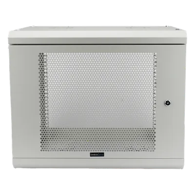 Gabinete de Pared / 9U / Profundidad 455 mm / Puerta Perforada / Carga 80 kg / Acero Reforzado / Color Blanco
