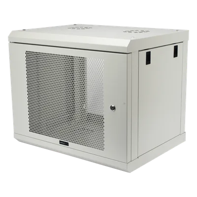 Gabinete de Pared / 9U / Profundidad 455 mm / Puerta Perforada / Carga 80 kg / Acero Reforzado / Color Blanco