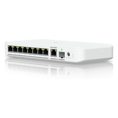 Switch PoE++ / 8 Puertos 2.5GbE / 1 Puerto 10GbE RJ45/SFP+ / 76W PoE / 30Gbps / 6.99 × 3.91 × 1.10 pulgadas