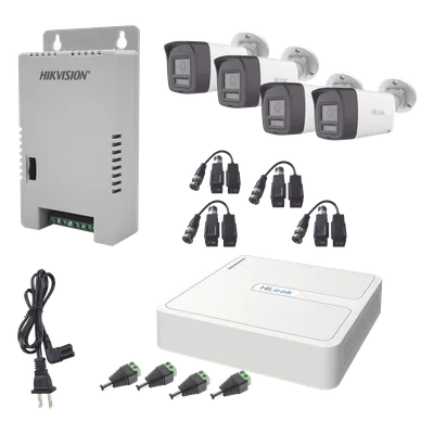 Kit de Videovigilancia TurboHD / DVR 4 Canales + 1 IP / 4 Cámaras Bala 2 Megapixel / Audio Bidireccional / Dual Light IR 30 m (98.4 ft) + Luz Blanca 20 m (65.6 ft) / IP67 / Fuente Regulada 12-15 VCC