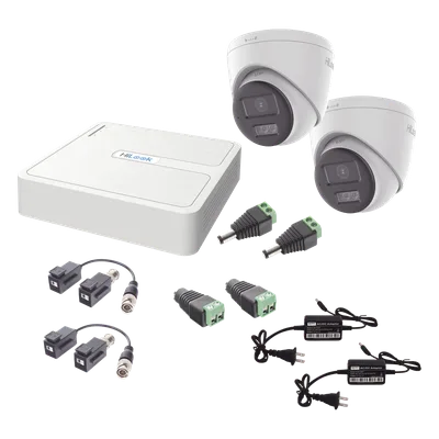 Kit de Videovigilancia TurboHD / 1080p Lite / DVR 4 Canales + 1 IP / 2 Cámaras Turret 2 MP / Audio Bidireccional / Dual Light 40 m (131.2 ft) / Visión Color