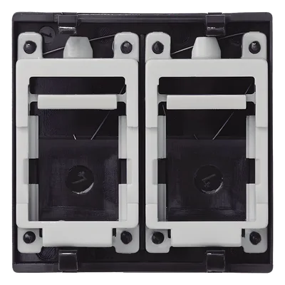 Módulo de Placa Plana / 2 Espacios Jack Keystone RJ45 / Guardapolvo Integrado / 45 × 45 mm / Acabado Grafito RAL 7021 / Cajas Teleblock y Ofiblock