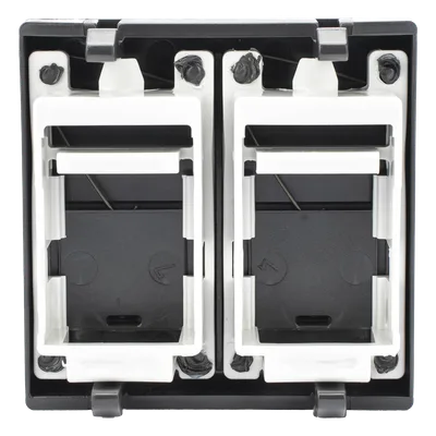 Módulo de Placa Plana / 2 Espacios Jack Keystone RJ45 / Guardapolvo Integrado / 45 × 45 mm / Acabado Grafito RAL 7021 / Cajas Teleblock y Ofiblock