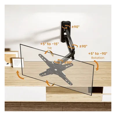 Soporte de Pared Articulado para Pantallas / VESA 75x75 a 200x200 / Hasta 43 Pulgadas / Carga 20 kg (44 lbs) / Movimiento Completo / Perfil 66 mm