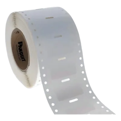 Etiqueta de Cinta Continua / 9.7 mm (0.38 in) / Poliolefina Blanca / Transferencia Térmica / 30.5 m (100 ft) / UL969 / -40°C a 82°C