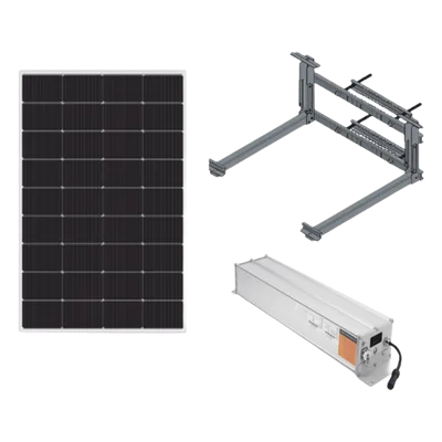 Kit Solar / 180W Panel / 1280 Wh LiFePO4 / 12/24 Vcc Regulable / IP67 / Poste 6' a 8'