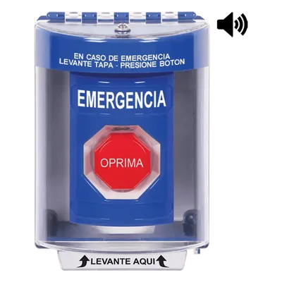 Botón Multipropósito de Emergencia / Superficie con Espaciador / 2 Relés C/NO-NC 10 A @ 250 VCA / Tapa de Policarbonato / Bocina Prealarma / ADA / -40 °C a 121 °C