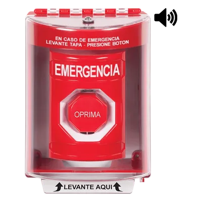Botón Multipropósito / Superficie con Espaciador / Tapa Policarbonato / Bocina Pre-Alarma / Interior-Exterior / -40°C a 121°C / 10A 250VAC