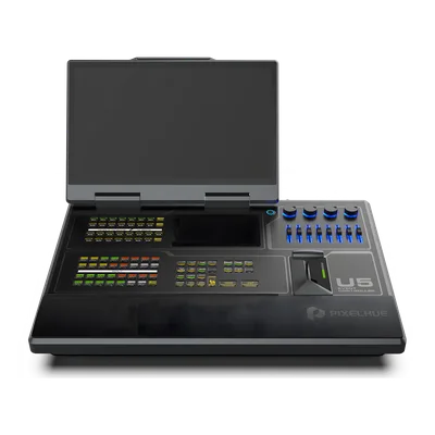 Controlador de Eventos / Pantalla Táctil 21.5" / Pantalla Inteligente 8" / 87 Botones LCD Programables / 4 Encoders y 8 Faders / HDMI 2.0 / 12G-SDI / Control MIDI y KVM / Diseño Plegable
