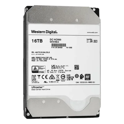 Disco Duro Enterprise 16 TB / Wester Digital (WD) / Serie Ultrastar / Recomendado para Data Center y NVRs de Alta Capacidad / Alto Performace