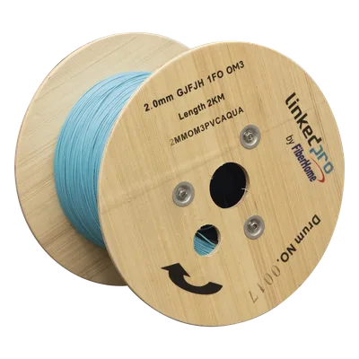 Cable de Fibra Óptica / Multimodo OM4 / Simplex / Tight Buffer 0.9 mm / Diámetro 2.0 mm / PVC / 2 km (6561.7 ft) por Tramo