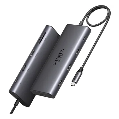 Docking Station USB-C 10 en 1 / Dual HDMI 4K 60Hz y 8K 30Hz / Carga PD 100W / Ethernet Gigabit / USB 3.0 / Lector SD-TF