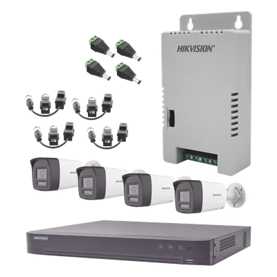 Kit de Videovigilancia TurboHD / DVR 4 Canales 4K / 4 Cámaras Bala 3K / Audio Bidireccional / Dual Light 30 m (98.4 ft) / IP67 / Fuente 12VDC