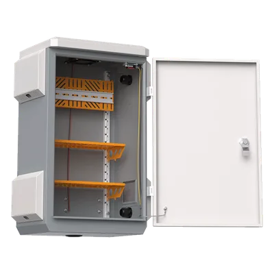 Gabinete Exterior IP55 / Acero SPCC 680 x 480 x 315 mm / Rieles DIN / 4 Placas Laterales / Microswitch