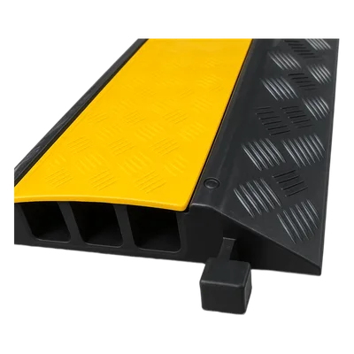 Protector de Cable / 3 Canales / Carga 5 Toneladas / Canal 30x30 mm / Base Goma y Tapa Plástico / 90 cm Largo / Amarillo-Negro