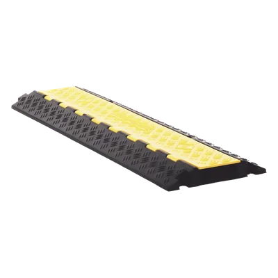 Protector de Cable / 3 Canales / Carga 5 Toneladas / Canal 30x30 mm / Base Goma y Tapa Plástico / 90 cm Largo / Amarillo-Negro