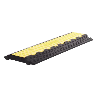 Protector de Cable / 3 Canales / Carga 5 Toneladas / Canal 30x30 mm / Base Goma y Tapa Plástico / 90 cm Largo / Amarillo-Negro