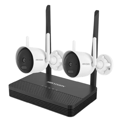 Kit de Videovigilancia IP Inalámbrico / 2 Megapixel / NVS 4 Canales / 2 Cámaras Bala / Dual Light 30 m (98.4 ft) IR + 20 m (65.6 ft) Luz Blanca / Wi-Fi 2.4 GHz / Audio Bidireccional