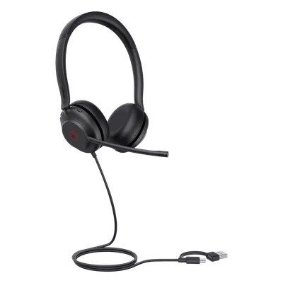 Diadema Alámbrica USB / Cancelación de Ruido 60% / Altavoz 35 mm / USB-C/A Dual / Luz de Ocupado / Brazo Ajustable 300°