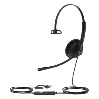 Auricular USB Mono / Cancelación de Ruido Pasiva / USB-A / Control de Llamada / Windows Mac Linux / Indicador de Ocupado